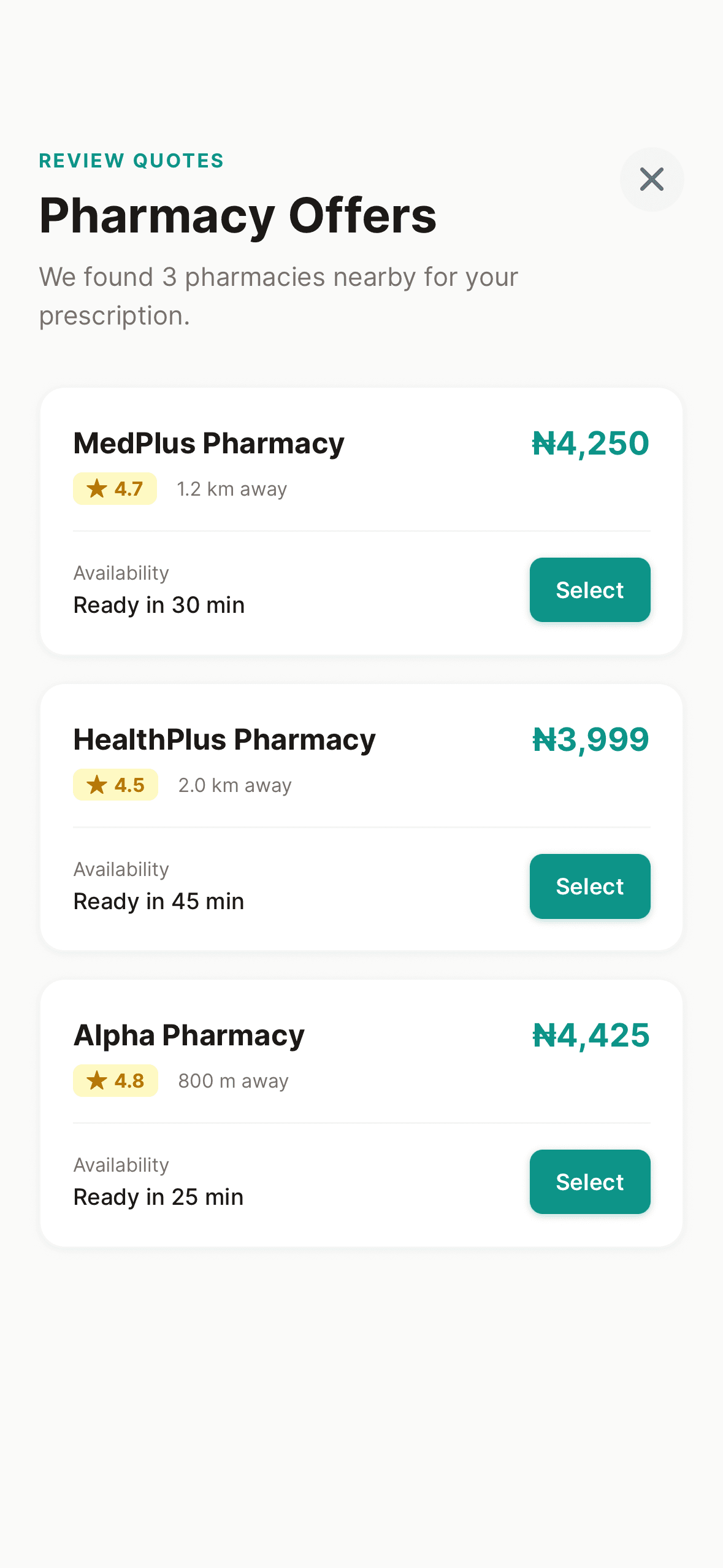 Prescript app pharmacy quotes comparison